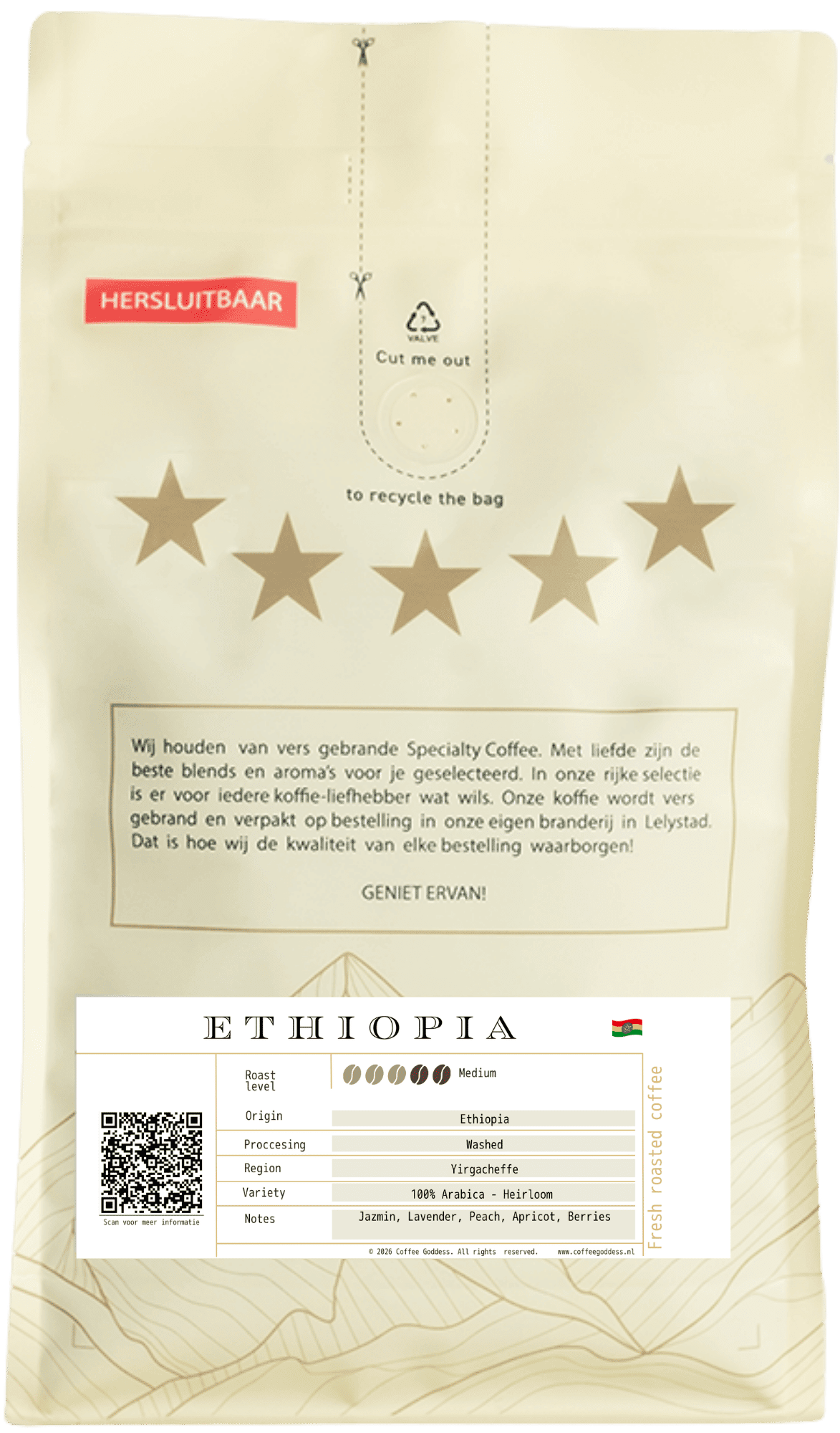 Ethiopie Yirgacheffe koffiebonen 1kg